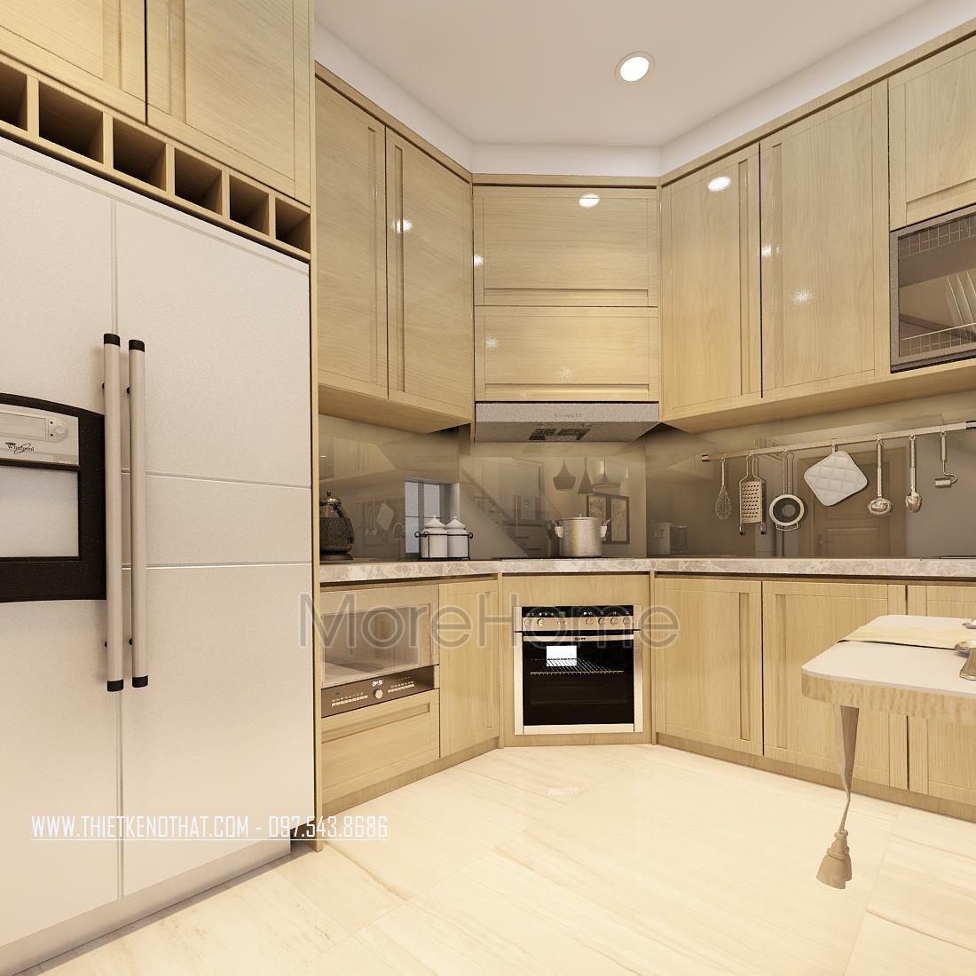 Thiết kế nội thất phòng bếp hiện đại nhà phố Long Biên